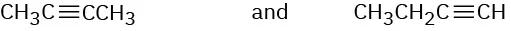 Chemical structures of 2-butyne and 1-butyne.