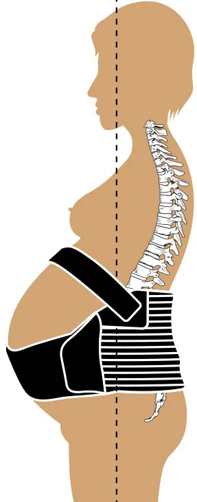 Illustration of silhouette of pregnant person wearing pregnancy support belt