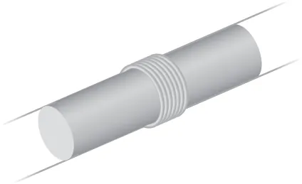 Rysunek przedstawia perspektywiczny widok długiego, smukłego solenoidu. Na solenoidzie, w połowie jego długości – nawinięta jest ciasno kilkuzwojowa cewka.