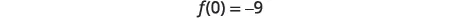The image displays the mathematical expression 'f(0) = -9' centered on a white background.