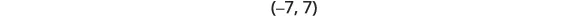 The image displays the mathematical ordered pair or interval notation '(-7, 7)' centered on a plain white background.