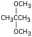A central carbon with two methyl and two methoxy substituents.
