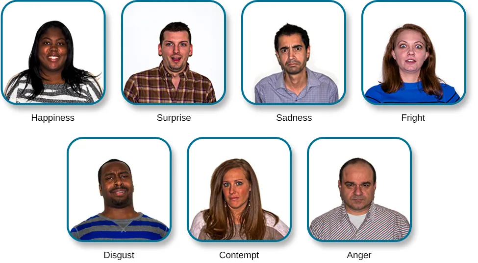 A group of people with different facial expressions.