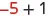 A mathematical expression showing '-5 + 1' with the negative sign and the number 5 in red, and the plus sign and the number 1 in black.