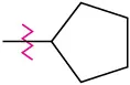 The structure of a group where cyclopentane ring is bonded to an open single bond that has a wavy line across it.