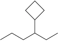 The C3 of a 6-carbon chain is bonded to a 4-membered carbon ring.
