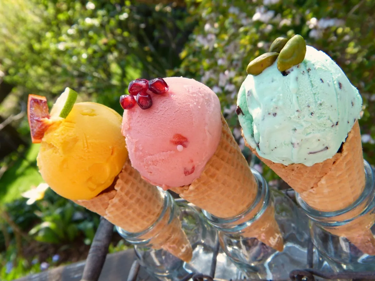 Three ice cream cones