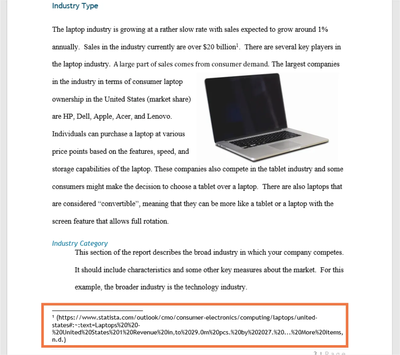 The words “$20 billion” are followed with a superscript 1. At bottom of document a line separates the document text from the footnote. Superscript 1 is below line followed by website link.