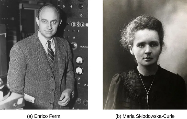 Zdjęcia Enrico Fermiego oraz Marii Skłodowskiej-Curie