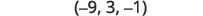 The image shows the coordinate point (-9, 3, -1) in parentheses, representing a point in a 3D Cartesian coordinate system.