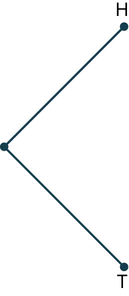 A tree diagram shows a node branching into two nodes labeled H and T.