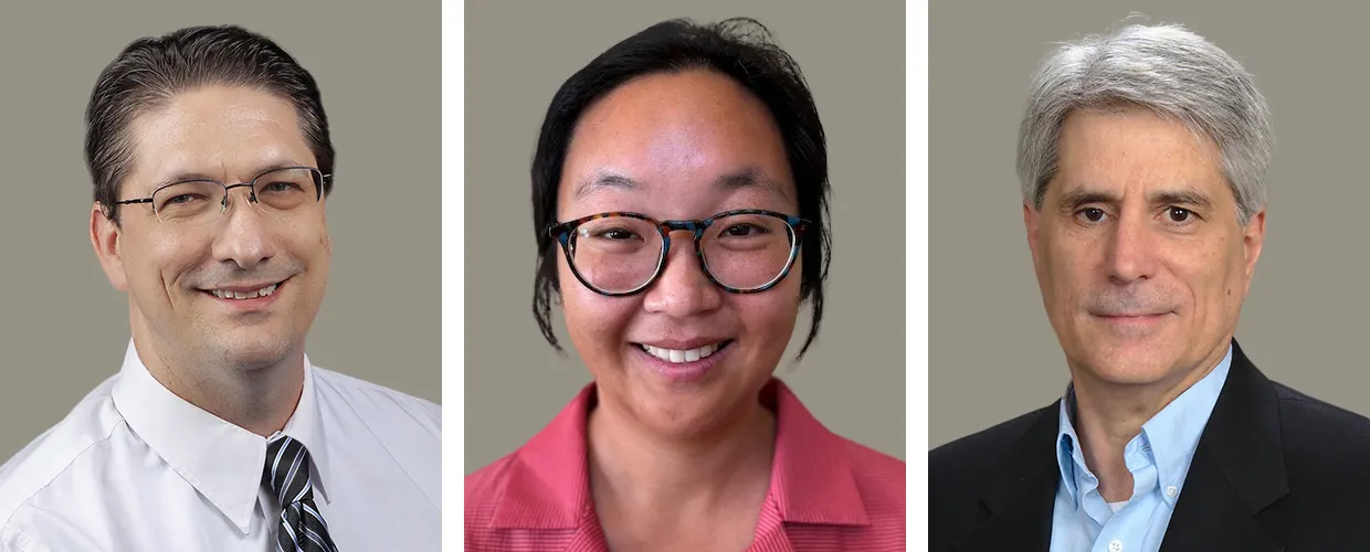 Headshots of Shaun V. Ault, Soohyun Nam Liao, and Larry Musolino