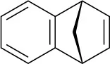 The structure of benzene fused to a six-membered ring. There is a double bond opposite the fusion and a one-carbon bridge between the carbons adjacent to the fusion points.