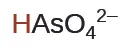 The chemical formula for hydrogen arsenate, HAsO4^2-.