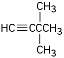 The structure of 3,3-dimethyl-1-butyne.