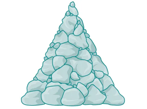 Gravel in the shape of a cone.