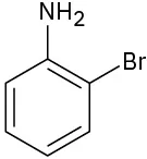 In a benzene ring, C 1 and C 2 are bonded to a bromine atom and an amino group, respectively.