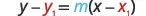 The point-slope form of a linear equation: y - y1 = m(x - x1), where m represents the slope and (x1, y1) is a known point on the line.