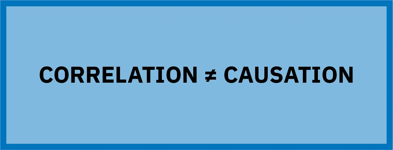 A box contains the words, correlation does not equal causation.