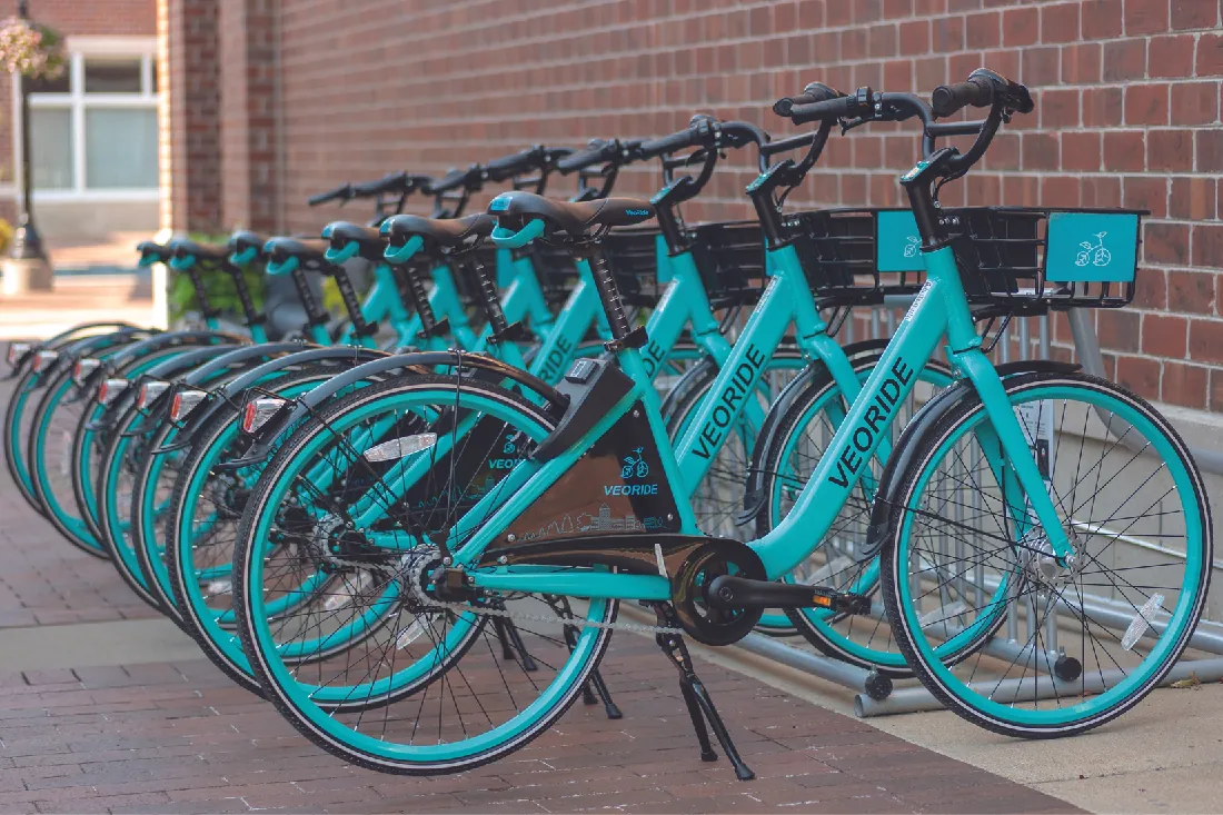 Photo of a row of VEORIDE bikes.