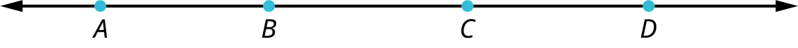 A line with four points, A, B, C, and D marked on it.