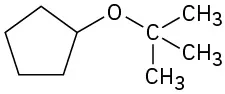 A central oxygen connected to a cyclopentane ring and a t-butyl group.