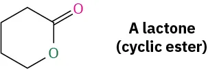 The structure shows a lactone (cyclic ester) in which an oxygen atom replaces carbon in a cyclohexane ring. The carbon atom adjacent to oxygen is double-bonded to oxygen.