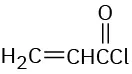 The condensed structural formula reads, H 2 C double bonded to C H C (double bonded to O) C l.