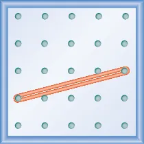 The figure shows a grid of evenly spaced dots. There are 5 rows and 5 columns. There is a rubber band style loop connecting the point in column 1 row 4 and the point in column 5 row 3.
