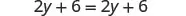 The equation 2y + 6 = 2y + 6, an identity that is true for all values of y.