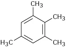 In a benzene ring, C 1, C 2, C 3, and C 5 are each bonded to a methyl group.