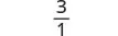 The image displays the fraction 3/1, with the number 3 positioned above a horizontal fraction bar and the number 1 directly below the bar, set against a plain white background.