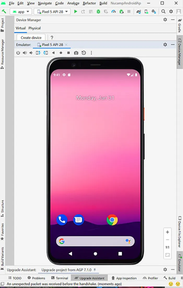 Screenshot of emulator showing a cell phone screen.