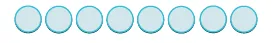 Eight light blue circles with a subtle blue outline and shadow are arranged horizontally on a white background.