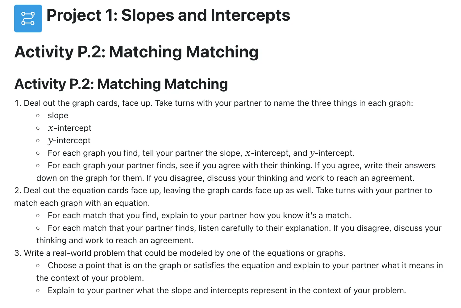 A screenshot from the curriculum showing the directions for the second part of the Unit 1 culminating project.
