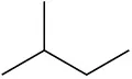 A chemical structure of isopentane.