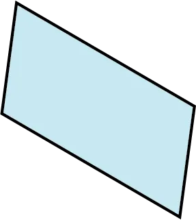 A light blue parallelogram with a black outline, tilted slightly. Its sides are parallel in pairs, forming a two-dimensional geometric shape.