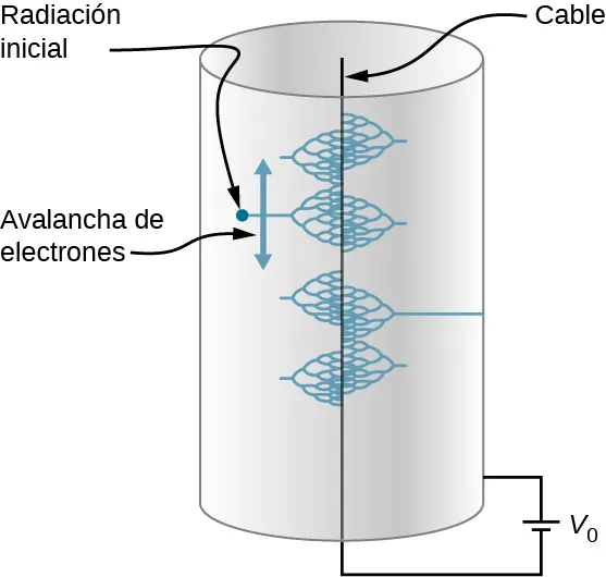 La figura muestra el esquema de un contador Geiger.