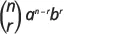 The image shows a mathematical expression: the binomial coefficient 'n choose r' multiplied by 'a' raised to the power of 'n-r' and 'b' raised to the power of 'r', often seen in binomial expansion.