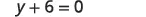 The image displays the equation y + 6 = 0 against a plain white background.