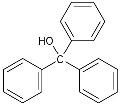 Chemical structure of triphenylmethanol.