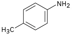 The structure of benzene with methyl and amino substituents para to one another.