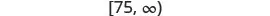 A mathematical interval notation is displayed, showing a closed bracket before '75' and an open parenthesis before the infinity symbol, representing the interval [75, oo).