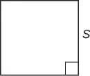A square with side length 's' and a right angle indicated in one corner, showcasing a fundamental geometric shape.