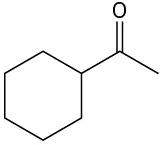 The structure of cyclohexyl methyl ketone where a methyl group and a cyclohexane group are bonded to a central carbonyl group.