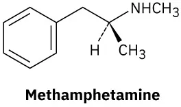 The wedge-dash structure of methamphetamine.