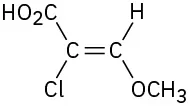 A double bond with carbonyl (up) and chlorine (down) substituents on the left and hydrogen (up) and methoxy (down) substituents on the right.