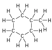 The line-bond structure of methylcyclohexane.
