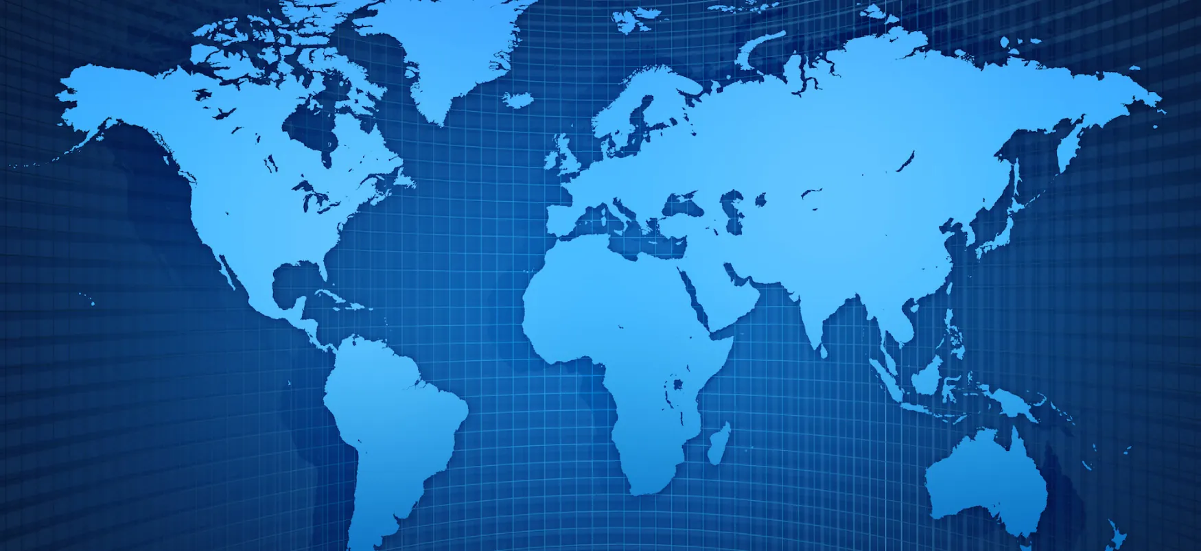 A world map shows the outlines of the continents and major islands of the world.