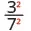3 squared divided by 7 squared.